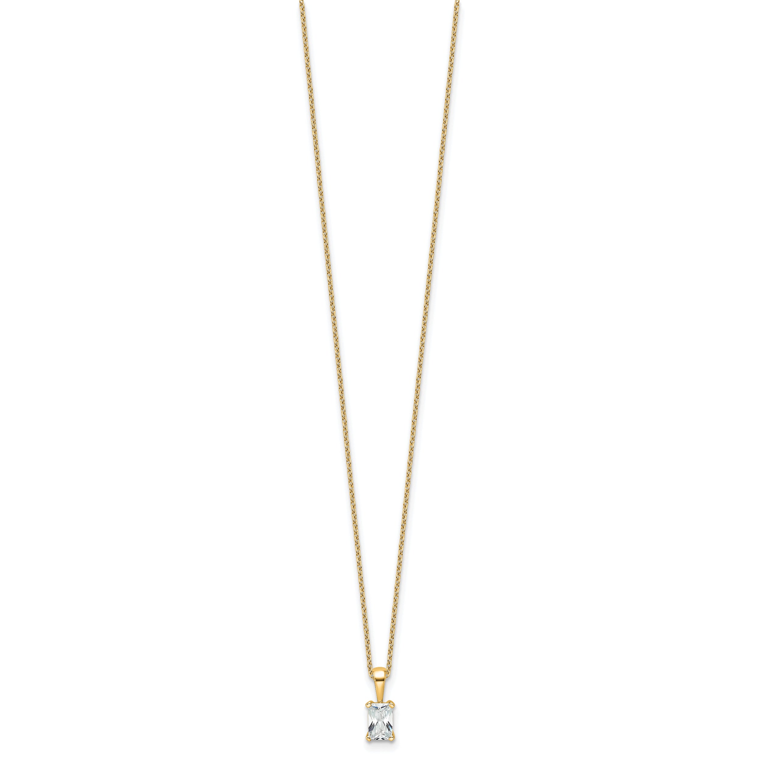 14k 1/2 carat Certified Lab Grown Diamond VS+ F+ Radiant Complete 18 inch Four Prong Pendant Necklace
