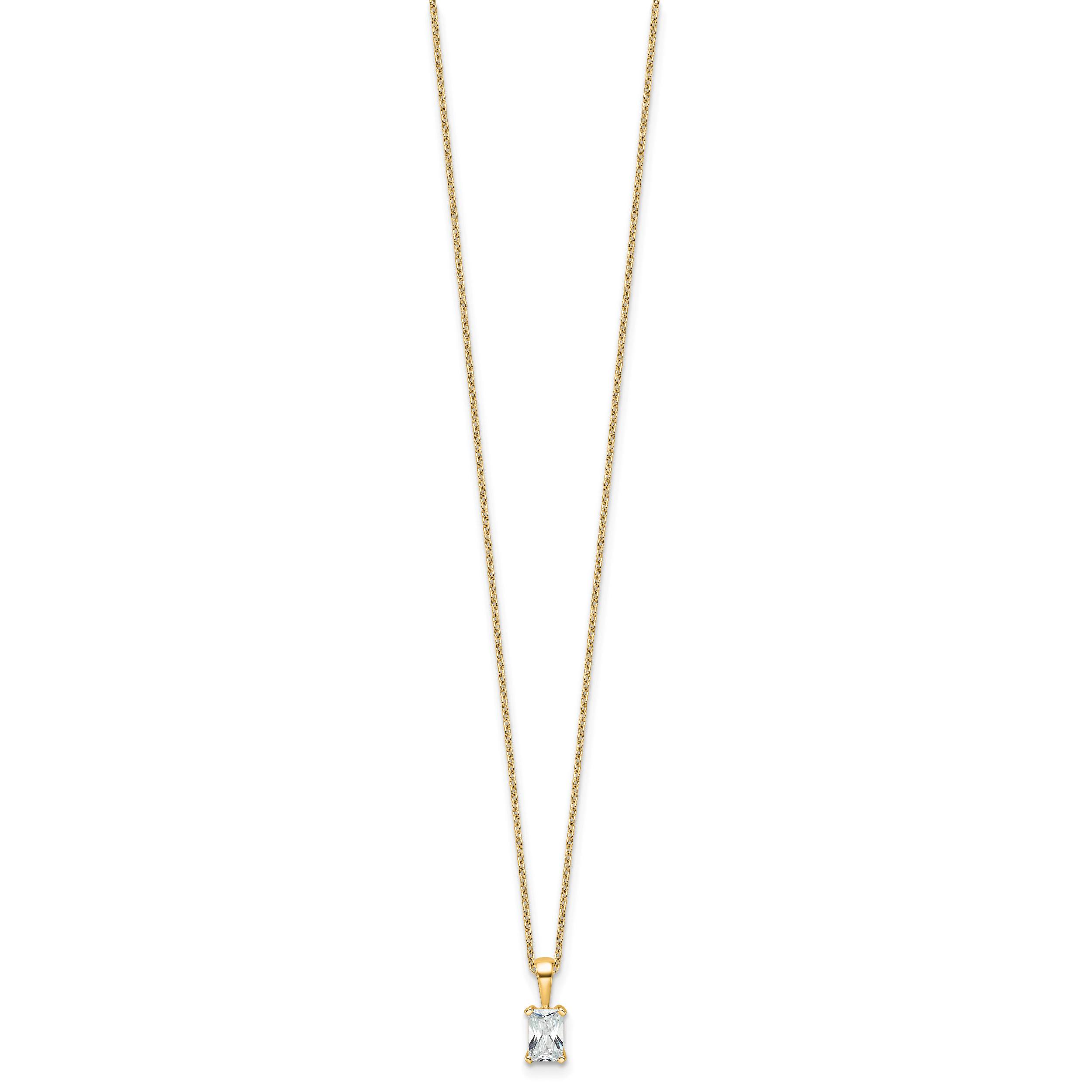14k 1/2 carat Certified Lab Grown Diamond VS+ F+ Radiant Complete 18 inch Four Prong Pendant Necklace