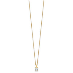 14k 1/2 carat Certified Lab Grown Diamond VS+ F+ Radiant Complete 18 inch Four Prong Pendant Necklace