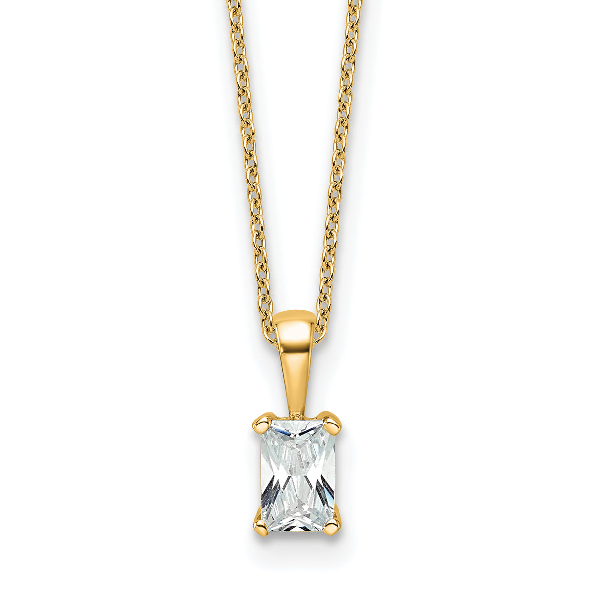 14k 1/2 carat Certified Lab Grown Diamond VS+ F+ Radiant Complete 18 inch Four Prong Pendant Necklace
