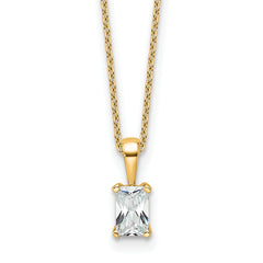 14k 1/2 carat Certified Lab Grown Diamond VS+ F+ Radiant Complete 18 inch Four Prong Pendant Necklace