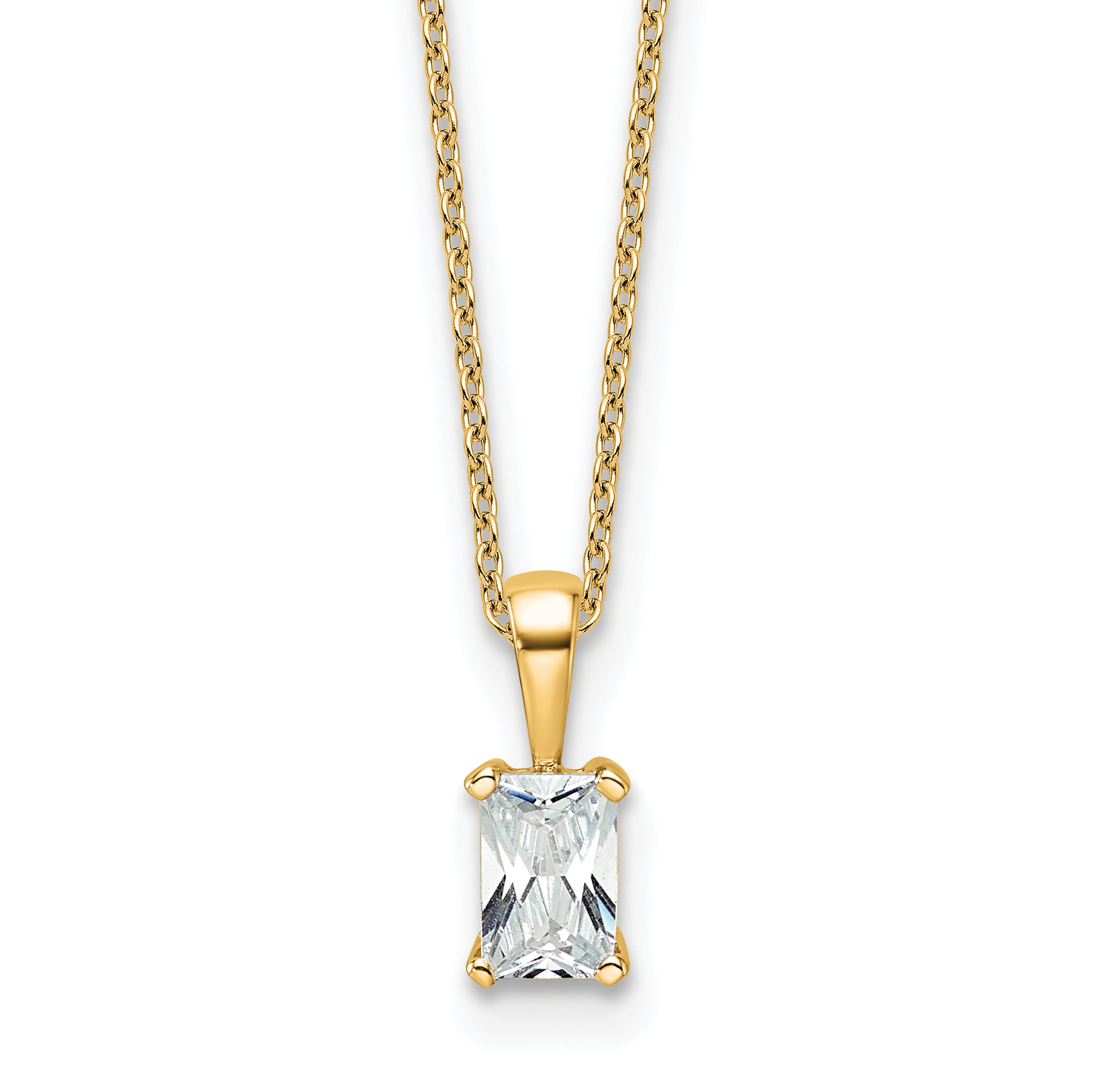 14k 1/2 carat Certified Lab Grown Diamond VS/SI+ G+ Radiant Complete 18 inch Four Prong Pendant Necklace