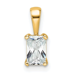 14k 1/2 carat Certified Lab Grown Diamond VS+ F+ Radiant Complete Four Prong Pendant