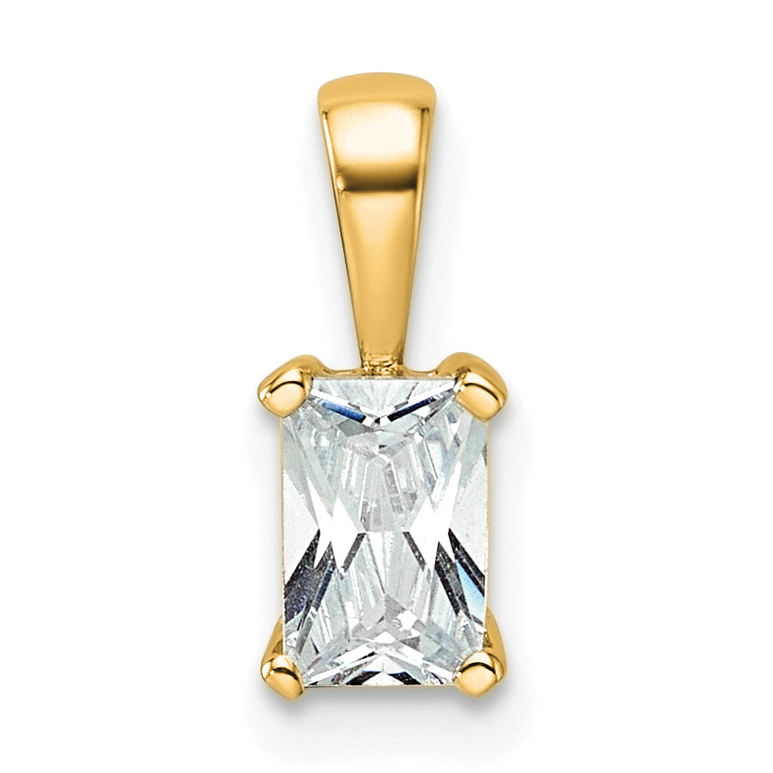 14k 1/2 carat Lab Grown Diamond VS+ F+ Radiant Complete Four Prong Pendant