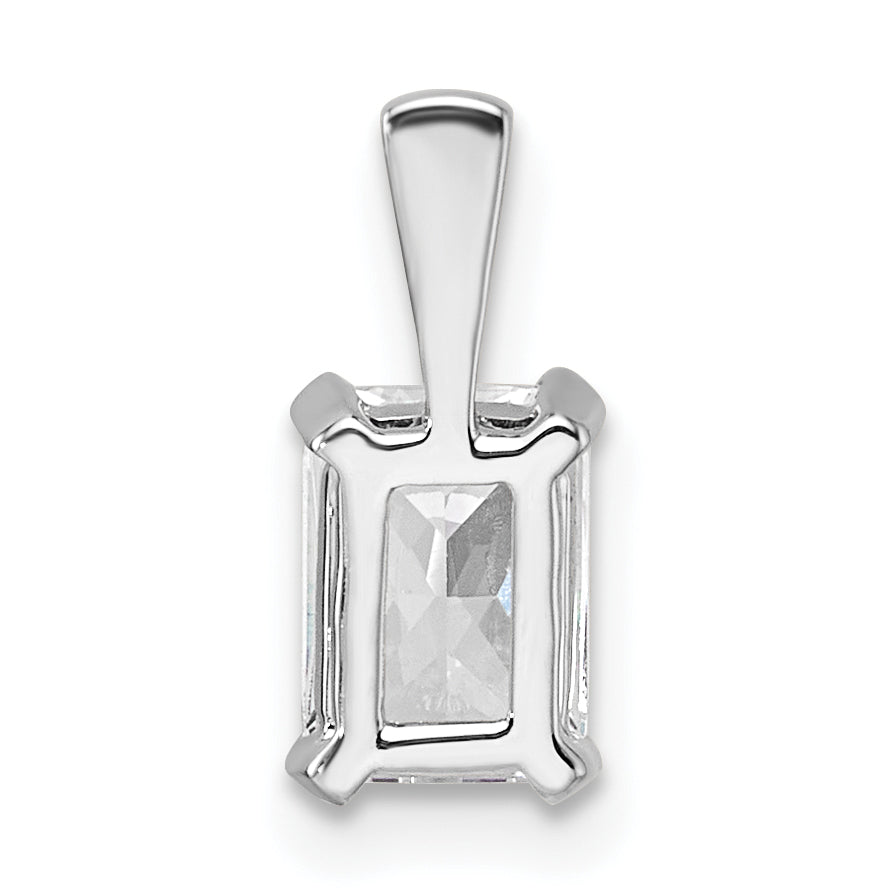 14k White Gold 3/4 carat Lab Grown Diamond VS/SI+ G+ Radiant Complete Four Prong Pendant