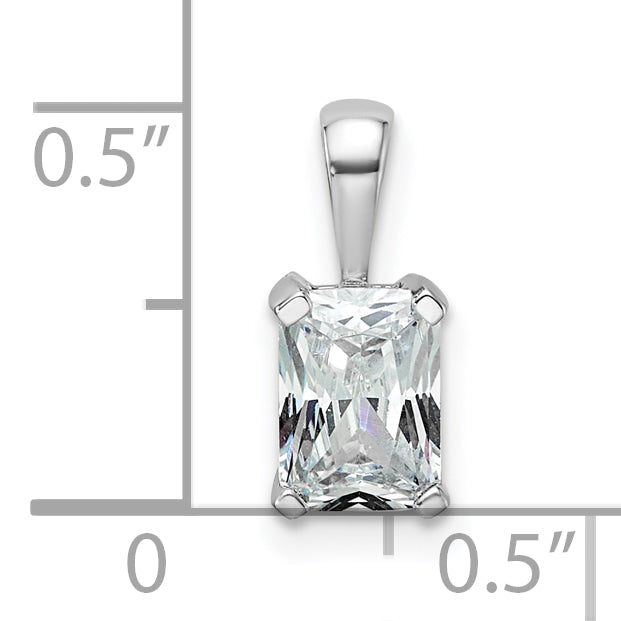 14k White Gold 3/4 carat Lab Grown Diamond VS+ F+ Radiant Complete Four Prong Pendant