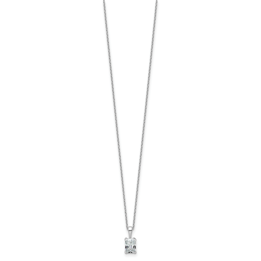 14k White Gold 3/4 carat Certified Lab Grown Diamond VS+ F+ Radiant Complete 18 inch Four Prong Pendant Necklace