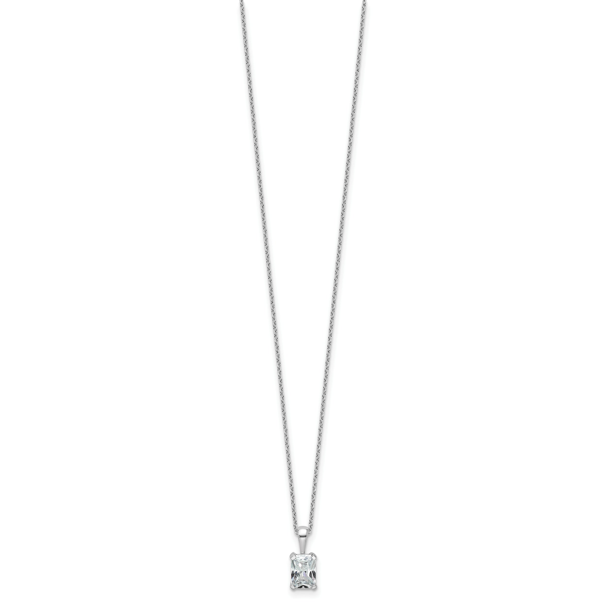 14k White Gold 3/4 carat Certified Lab Grown Diamond VS/SI+ G+ Radiant Complete 18 inch Four Prong Pendant Necklace