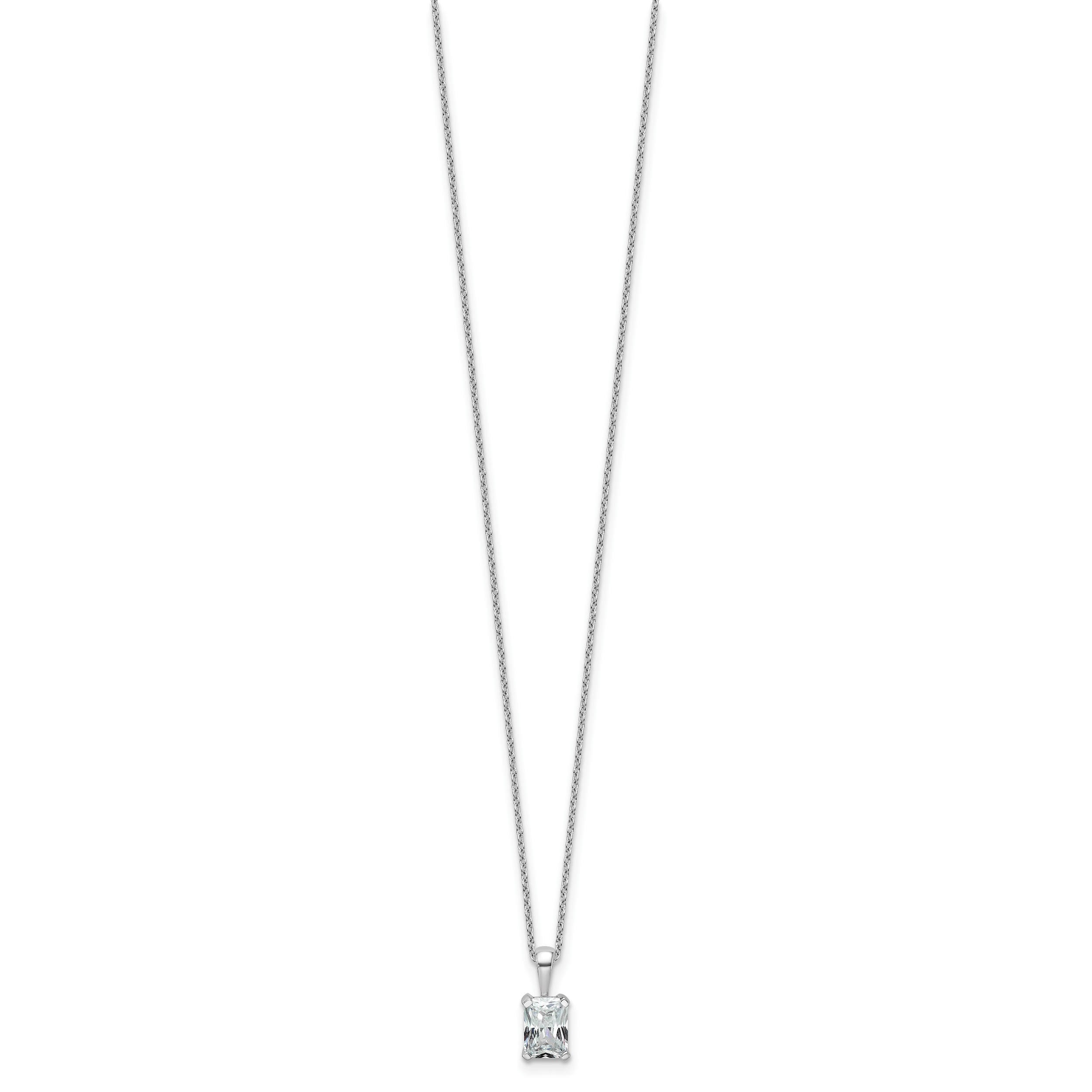 14k White Gold 3/4 carat Certified Lab Grown Diamond VS/SI+ G+ Radiant Complete 18 inch Four Prong Pendant Necklace