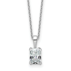 14k White Gold 3/4 carat Certified Lab Grown Diamond VS/SI+ G+ Radiant Complete 18 inch Four Prong Pendant Necklace