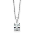 14k White Gold 3/4 carat Lab Grown Diamond VS+ F+ Radiant Complete 18 inch Four Prong Pendant Necklace