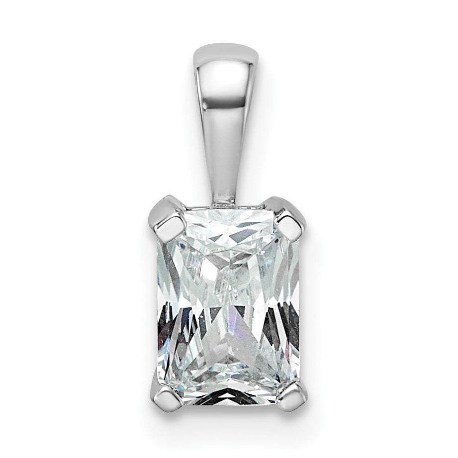14k White Gold 3/4 carat Lab Grown Diamond VS+ F+ Radiant Complete Four Prong Pendant