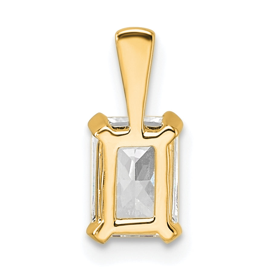 14k 3/4 carat Lab Grown Diamond VS+ F+ Radiant Complete Four Prong Pendant