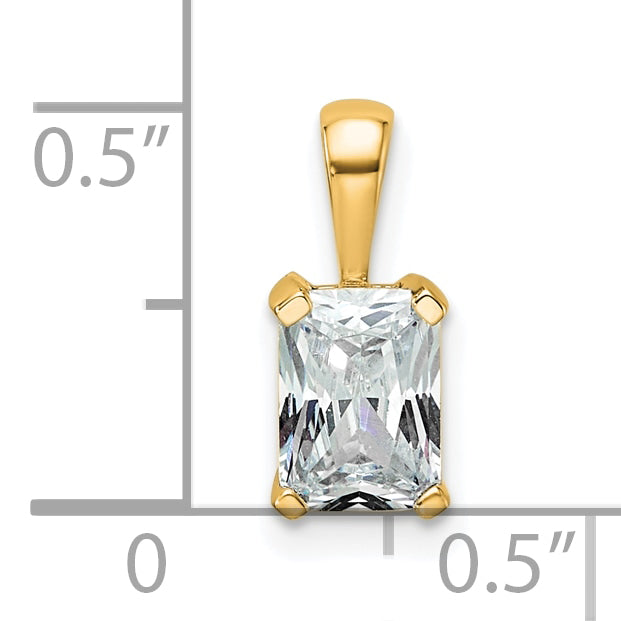 14k 3/4 carat Certified Lab Grown Diamond VS/SI+ G+ Radiant Complete Four Prong Pendant