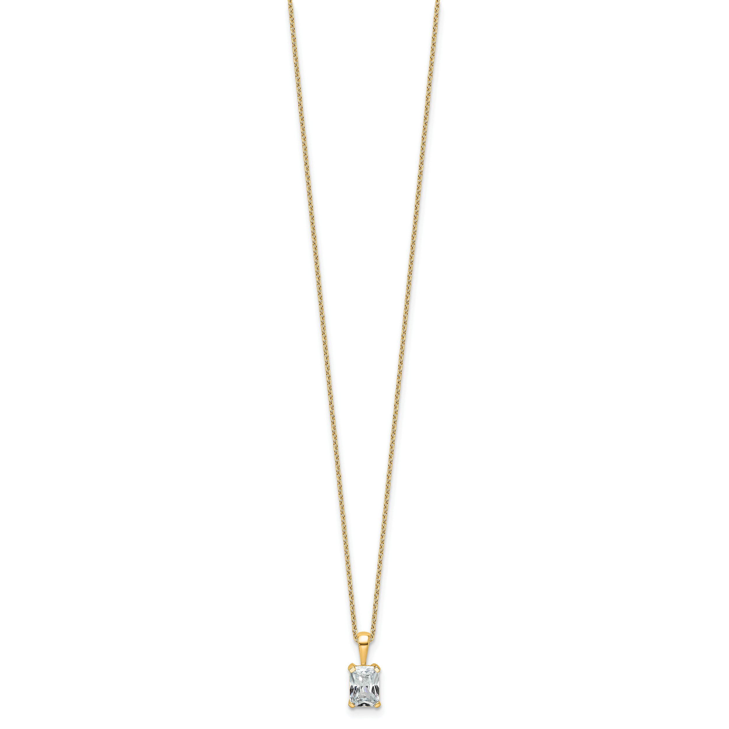 14k 3/4 carat Lab Grown Diamond VS/SI+ G+ Radiant Complete 18 inch Four Prong Pendant Necklace