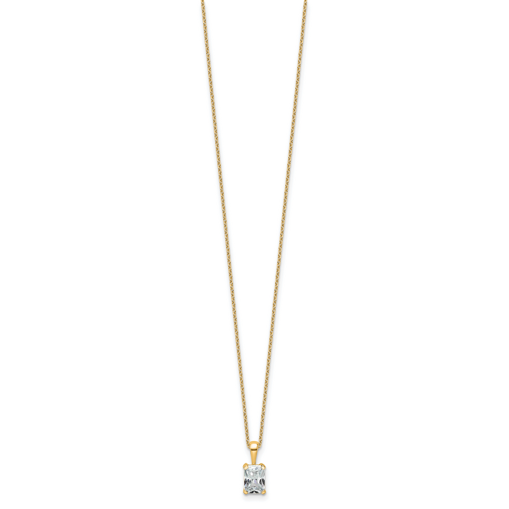 14k 3/4 carat Certified Lab Grown Diamond VS+ F+ Radiant Complete 18 inch Four Prong Pendant Necklace