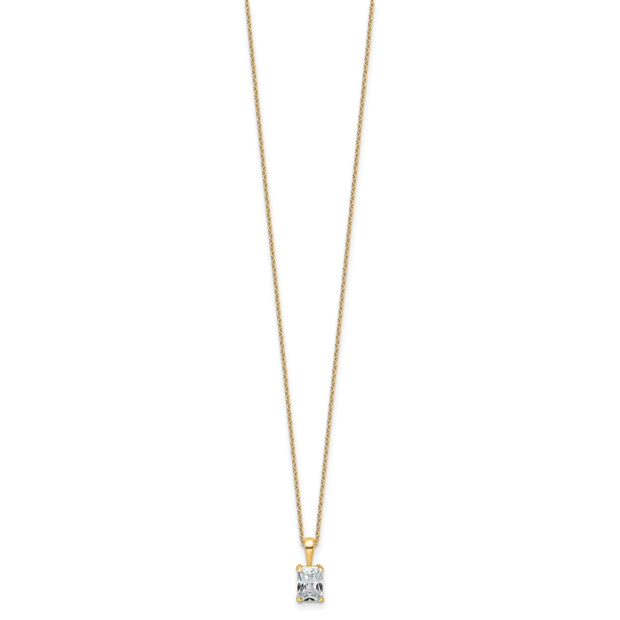 14k 3/4 carat Certified Lab Grown Diamond VS/SI+ G+ Radiant Complete 18 inch Four Prong Pendant Necklace