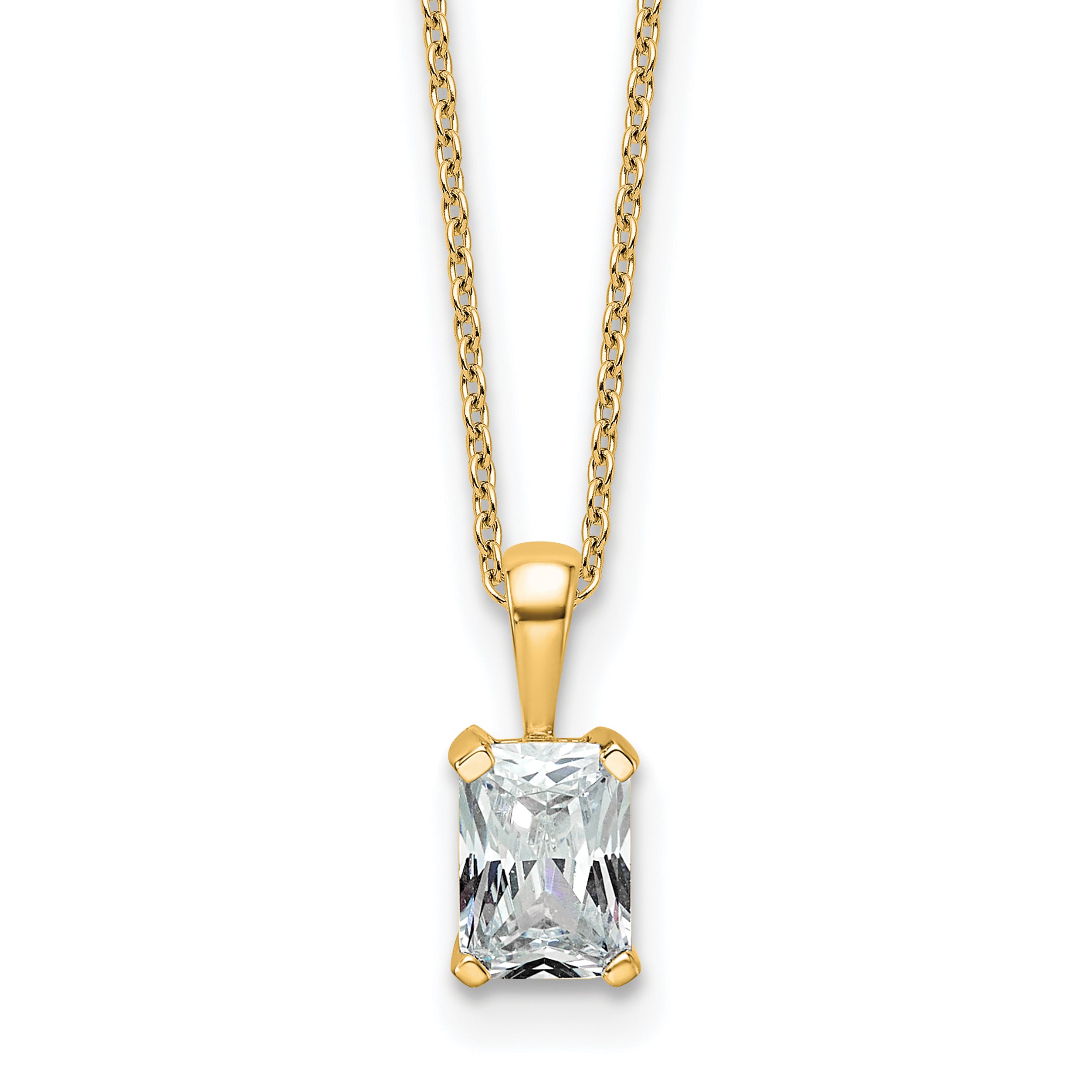14k 3/4 carat Lab Grown Diamond VS+ F+ Radiant Complete 18 inch Four Prong Pendant Necklace