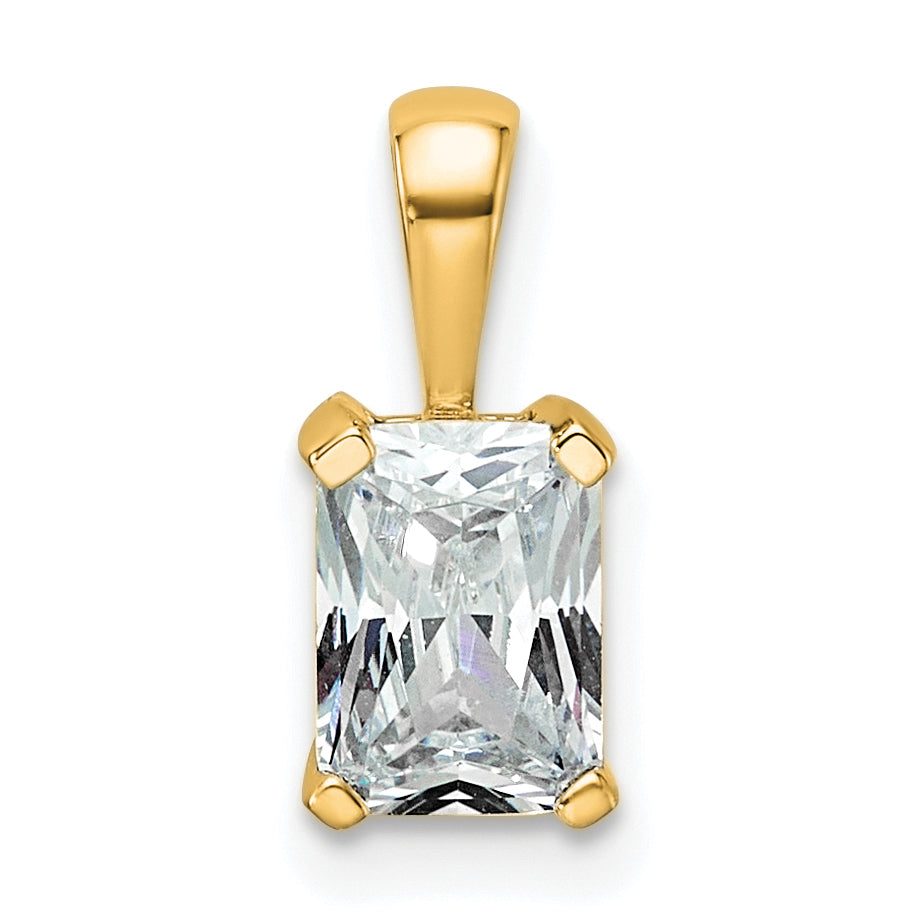 14k 3/4 carat Certified Lab Grown Diamond VS+ F+ Radiant Complete Four Prong Pendant