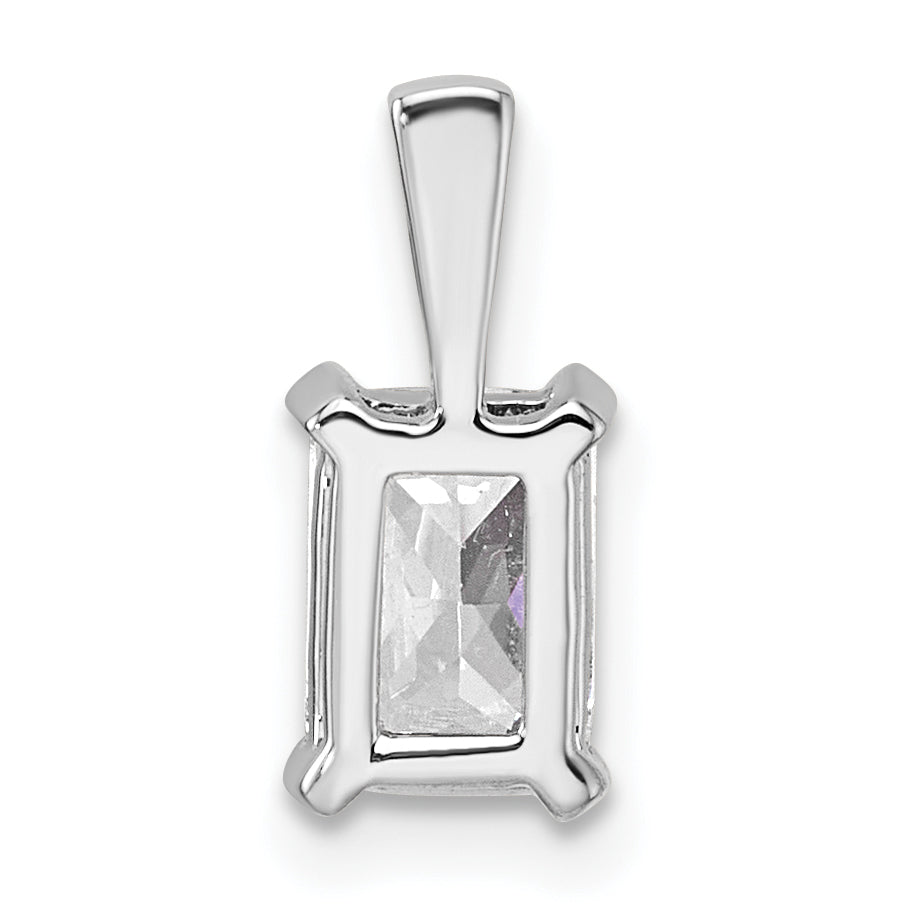 14k White Gold 1 carat Lab Grown Diamond VS/SI+ G+ Radiant Complete Four Prong Pendant
