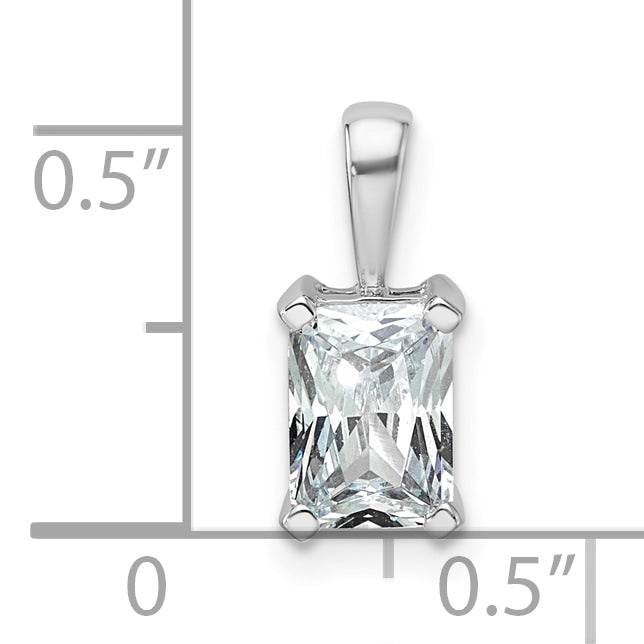 14k White Gold 1 carat Lab Grown Diamond VS+ F+ Radiant Complete Four Prong Pendant