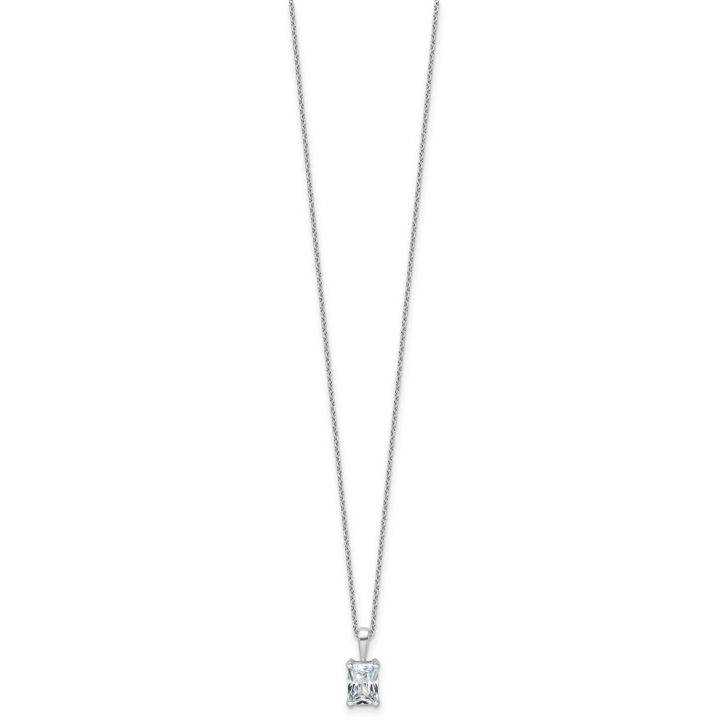 14k White Gold 1 carat Certified Lab Grown Diamond VS+ F+ Radiant Complete 18 inch Four Prong Pendant Necklace