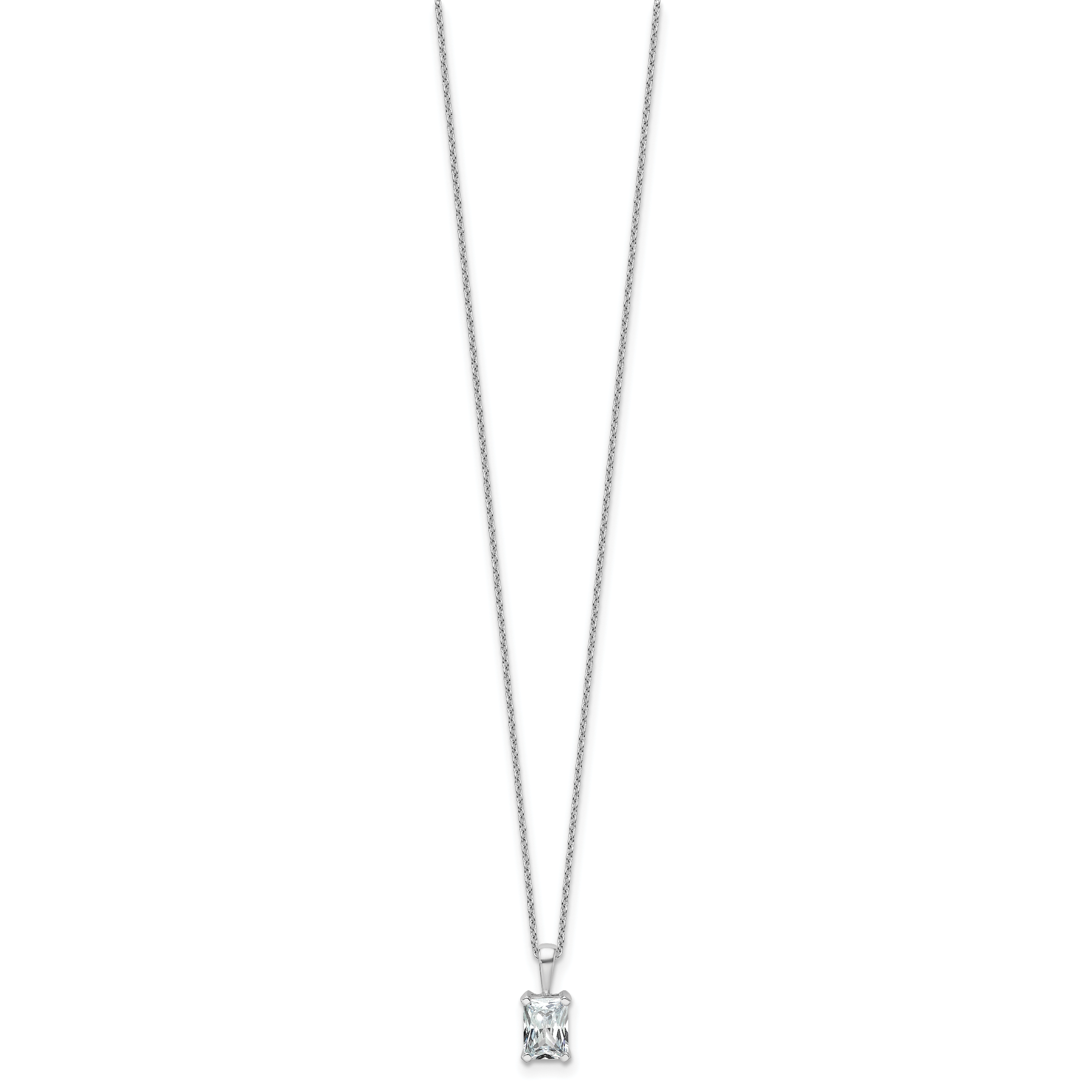 14k White Gold 1 carat Lab Grown Diamond VS+ F+ Radiant Complete 18 inch Four Prong Pendant Necklace