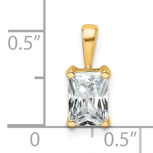 14k 1 carat Lab Grown Diamond VS/SI+ G+ Radiant Complete Four Prong Pendant