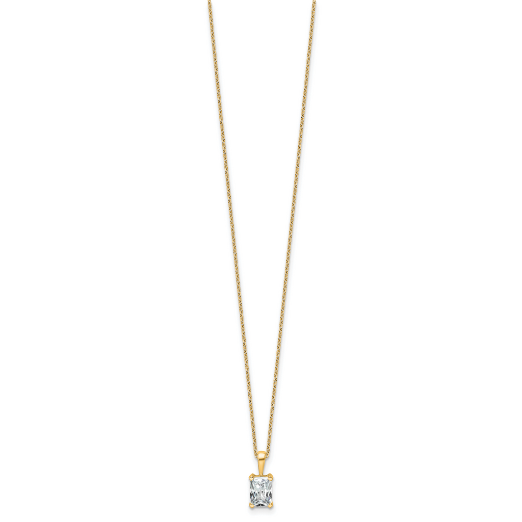 14k 1 carat Certified Lab Grown Diamond VS+ F+ Radiant Complete 18 inch Four Prong Pendant Necklace