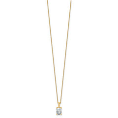 14k 1 carat Lab Grown Diamond VS/SI+ G+ Radiant Complete 18 inch Four Prong Pendant Necklace