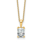 14k 1 carat Certified Lab Grown Diamond VS/SI+ G+ Radiant Complete 18 inch Four Prong Pendant Necklace