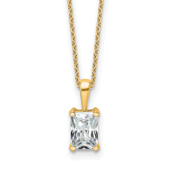 14k 1 carat Lab Grown Diamond VS/SI+ G+ Radiant Complete 18 inch Four Prong Pendant Necklace