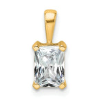 14k 1 carat Certified Lab Grown Diamond VS/SI+ G+ Radiant Complete Four Prong Pendant
