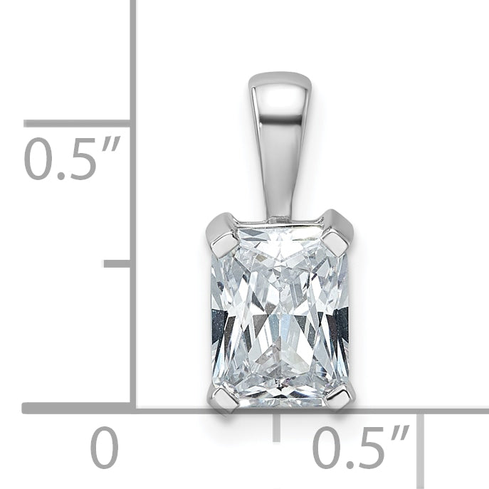 14k White Gold 1 1/2 carat Certified Lab Grown Diamond VS/SI+ G+ Radiant Complete Four Prong Pendant