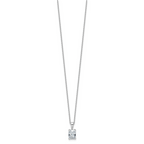 14k White Gold 1 1/2 carat Lab Grown Diamond VS+ F+ Radiant Complete 18 inch Four Prong Pendant Necklace