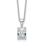 14k White Gold 1 1/2 carat Certified Lab Grown Diamond VS/SI+ G+ Radiant Complete 18 inch Four Prong Pendant Necklace