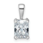 14k White Gold 1 1/2 carat Lab Grown Diamond VS+ F+ Radiant Complete Four Prong Pendant