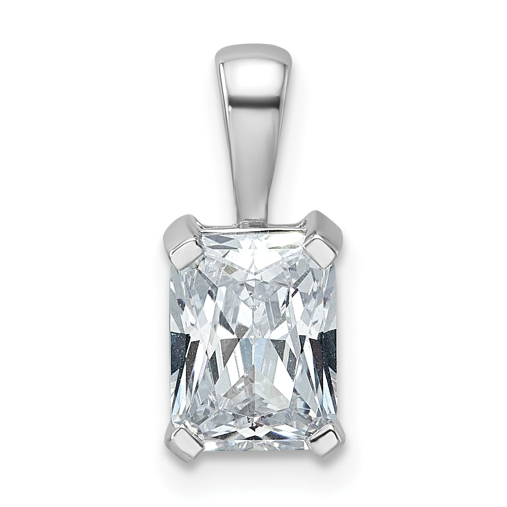 14k White Gold 1 1/2 carat Lab Grown Diamond VS+ F+ Radiant Complete Four Prong Pendant