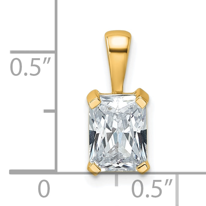 14k 1 1/2 carat Certified Lab Grown Diamond VS/SI+ G+ Radiant Complete Four Prong Pendant