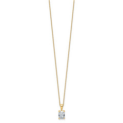 14k 1 1/2 carat Certified Lab Grown Diamond VS/SI+ G+ Radiant Complete 18 inch Four Prong Pendant Necklace