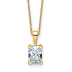 14k 1 1/2 carat Certified Lab Grown Diamond VS+ F+ Radiant Complete 18 inch Four Prong Pendant Necklace