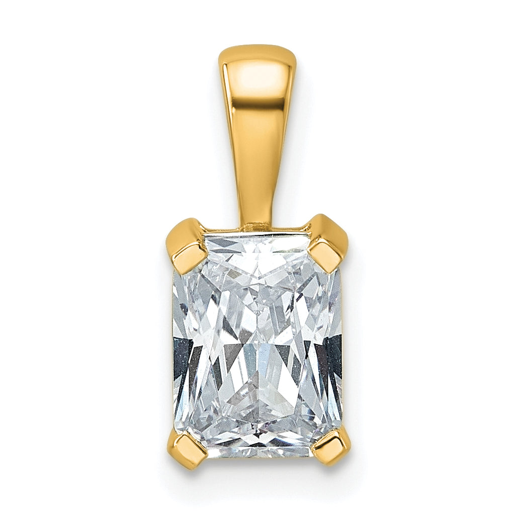 14k 1 1/2 carat Lab Grown Diamond VS+ F+ Radiant Complete Four Prong Pendant