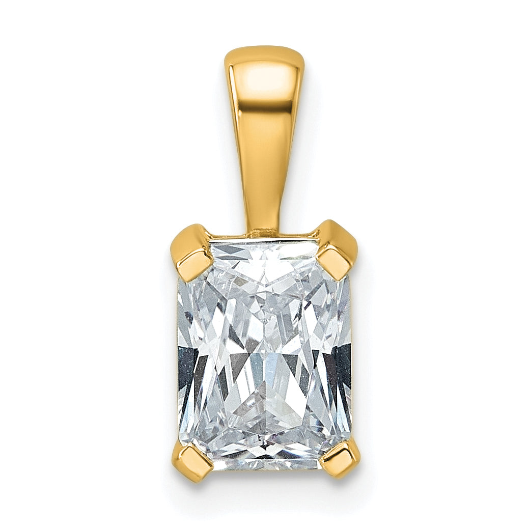 14k 1 1/2 carat Lab Grown Diamond VS+ F+ Radiant Complete Four Prong Pendant