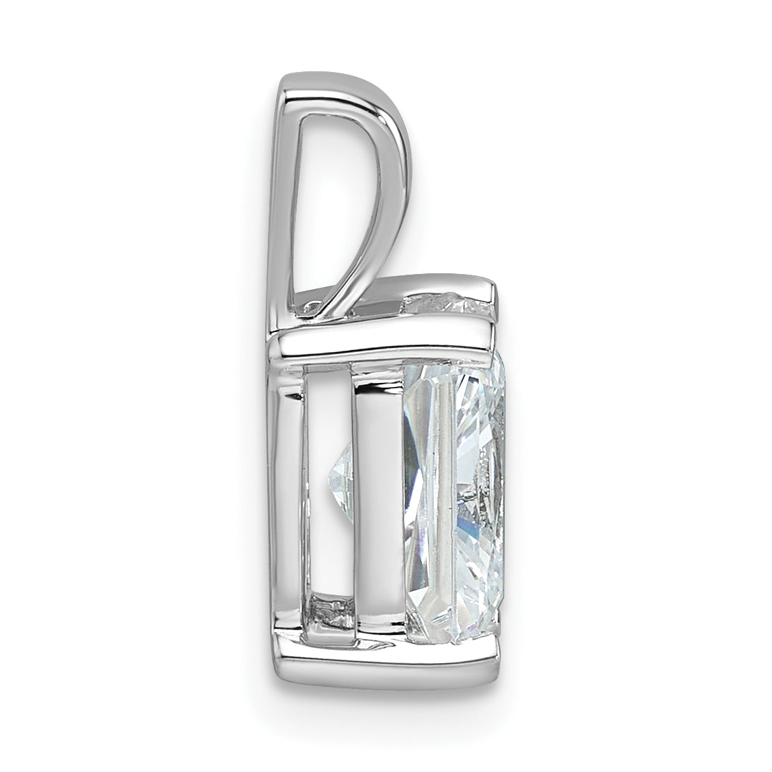 14k White Gold 2 carat Lab Grown Diamond VS+ F+ Radiant Complete Four Prong Pendant