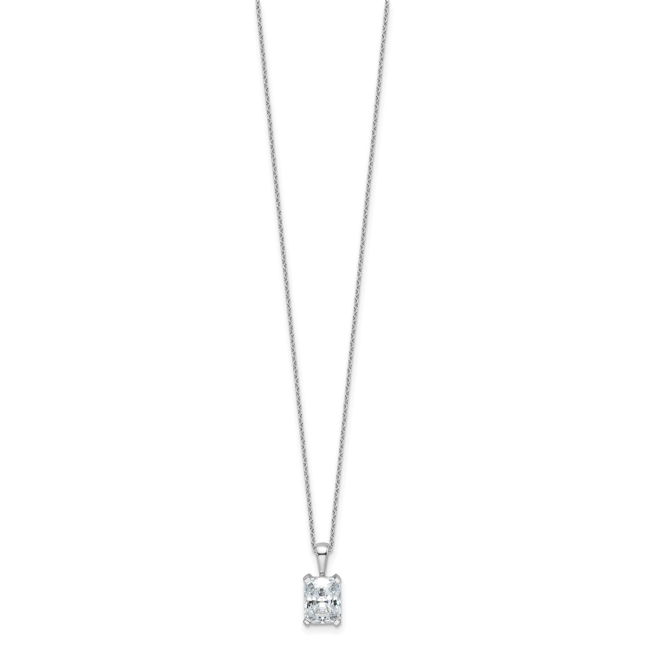 14k White Gold 2 carat Certified Lab Grown Diamond VS/SI+ G+ Radiant Complete 18 inch Four Prong Pendant Necklace