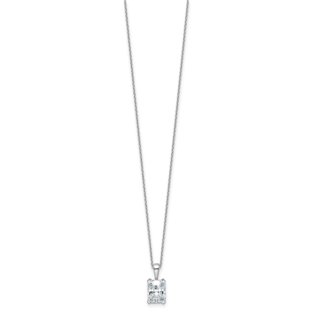 14k White Gold 2 carat Lab Grown Diamond VS/SI+ G+ Radiant Complete 18 inch Four Prong Pendant Necklace