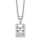 14k White Gold 2 carat Lab Grown Diamond VS+ F+ Radiant Complete 18 inch Four Prong Pendant Necklace