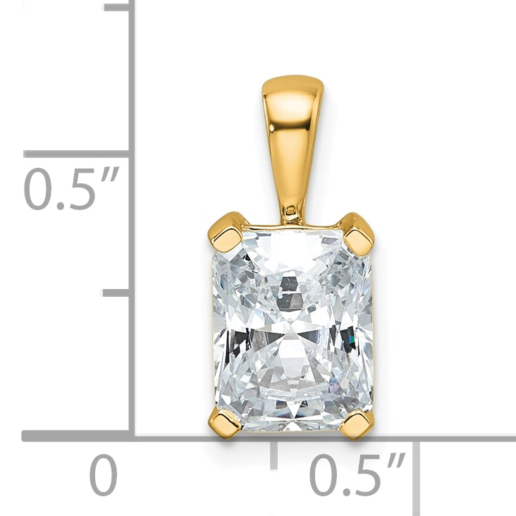 14k 2 carat Certified Lab Grown Diamond VS+ F+ Radiant Complete Four Prong Pendant