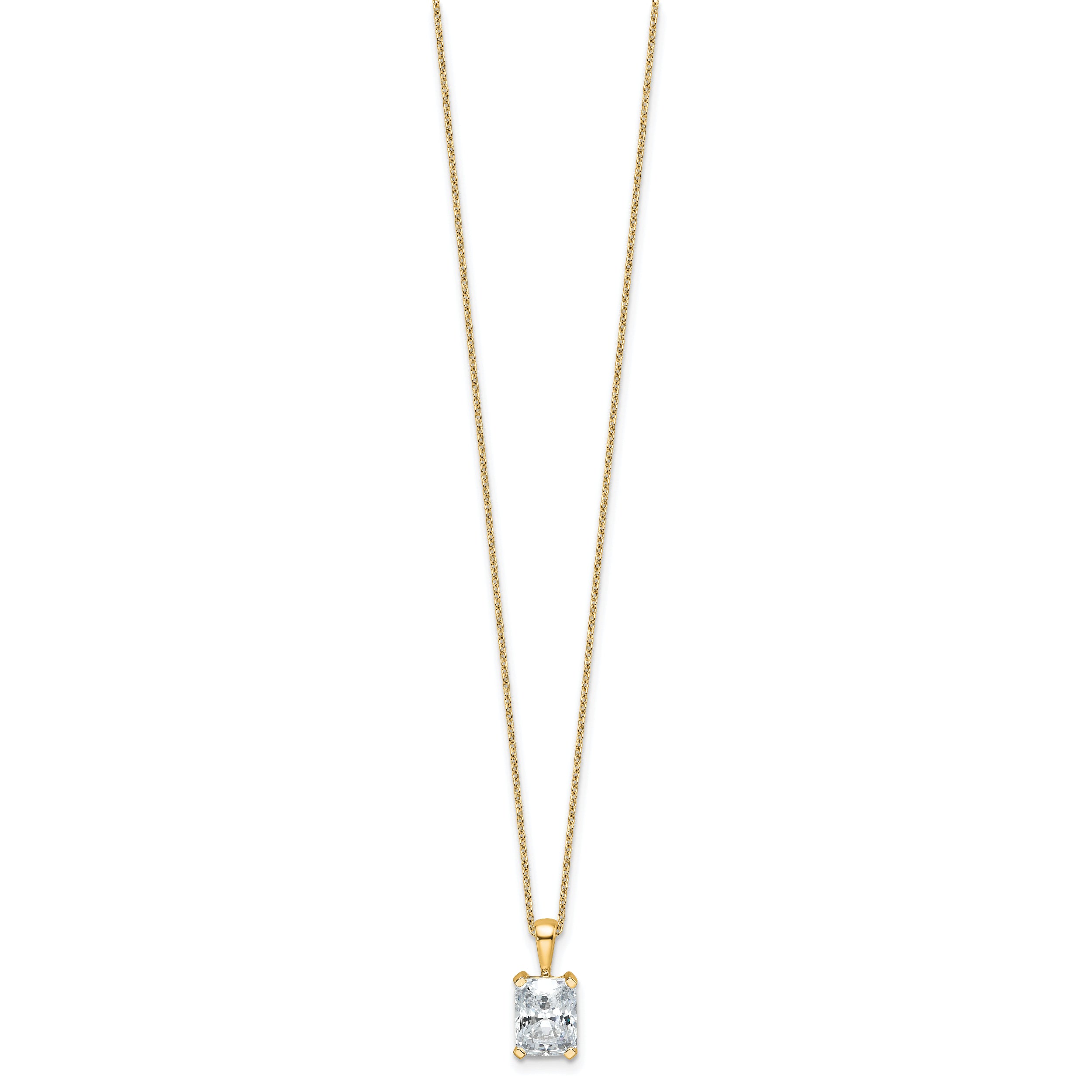 14k 2 carat Certified Lab Grown Diamond VS+ F+ Radiant Complete 18 inch Four Prong Pendant Necklace