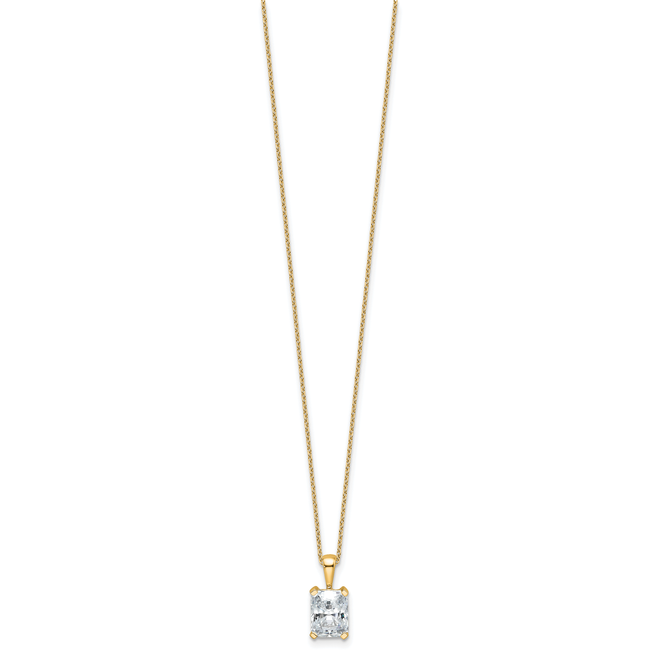 14k 2 carat Certified Lab Grown Diamond VS/SI+ G+ Radiant Complete 18 inch Four Prong Pendant Necklace Secondary image